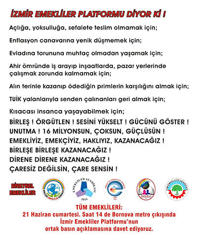 İzmir Emekliler Platformu kuruldu!