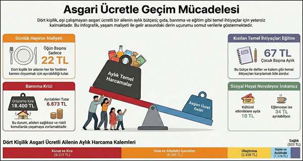 BİSAM: Asgari ücretli 28 bin lirayla ancak 9 gün karnını doyurabilir!